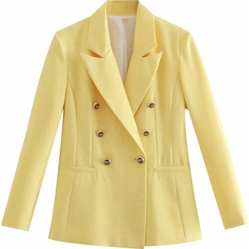 SLMD Vintage Elegant Double Breasted Solid Blazers Women Fashion Chic Pockets Long Sleeve Blazer Coat Ladies Outerwear