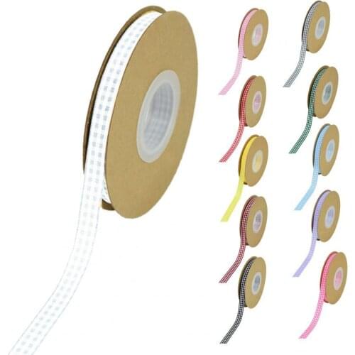 1 Roll Cheque Plaid Ribbon DIY All-match Rural Style Printed Grid Bow Gift Box Packing Ribbon for Party Favor Accessories