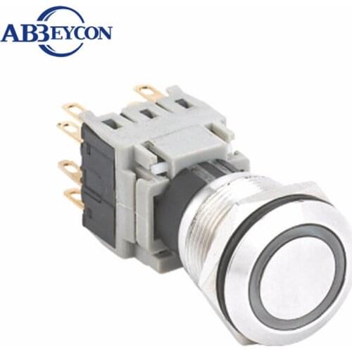 19mm self-locking function with ring led waterproof momenatry flat head switch