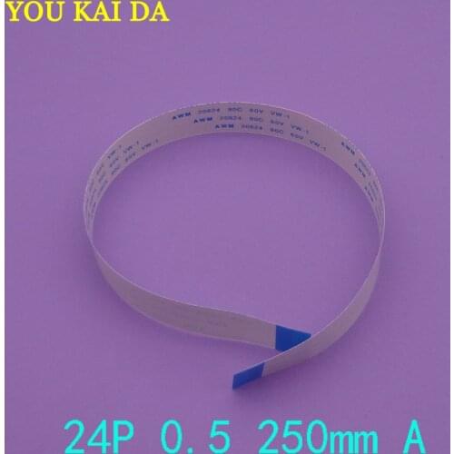 2-100pcs 24pin New FFC FPC flat flexible cable 0.5mm pitch 24 pin Forward Length 250mm Width 12.5 mm Ribbon Flex Cable Type A