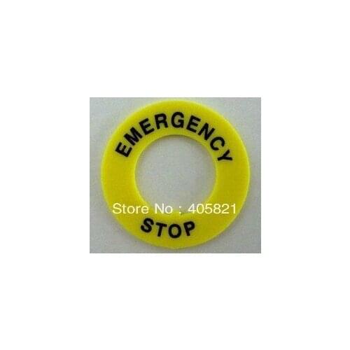 20pcs/lot 40mm(OD) x 22mm(ID) Yellow Plastic Panel Label for Emergency Stop Push Button Switch