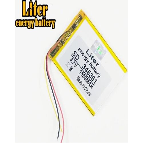 3 line 3.7V 1500mAh 345361 Lithium Polymer LiPo Rechargeable Battery ion cells For Mp3 Mp4 Mp5 DIY PAD E-book heads