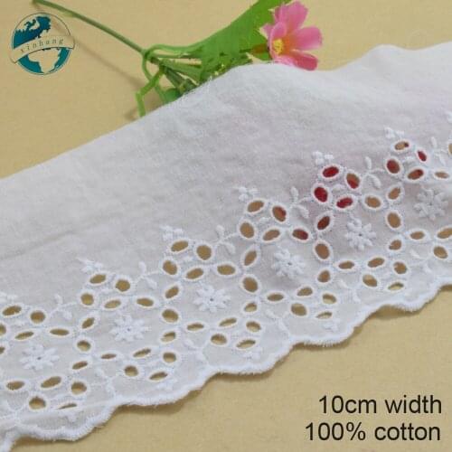 3yards 10cm wide 100% Cotton embroid lace sewing ribbon guipure trim wedding lace DIY Garment Accessories african doll lace#3989