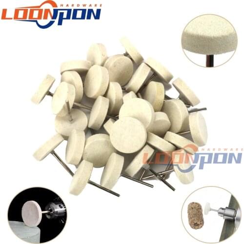 30Pcs 30mm Wool Felt Grinding Head with 1/8" Mounted Mandrel Polishing Wheel Rotary Tool for Polishing Metal and Plastics