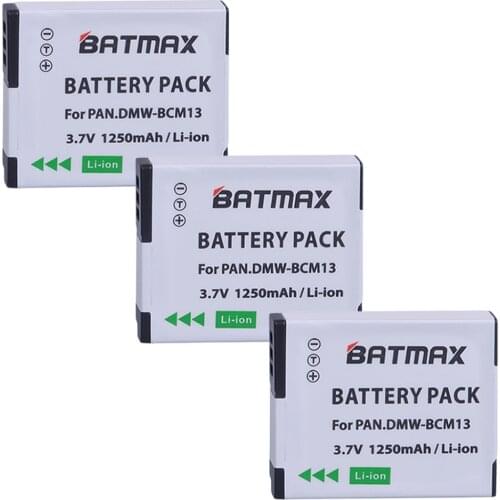 3X 1250mAh DMW-BCM13E DMW-BCM13 BCM13 Batteries for Panasonic Lumix ZS40 / TZ60, ZS45 / TZ57, ZS50 / TZ70, ZS27 / TZ37, and TZ41