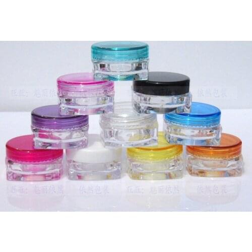 500pcs mixed color Empty Plastic Container With Screw Lid For Nail Art , Make Up Cosmetic Cream Jar,Display Sample Bottles Pot 5