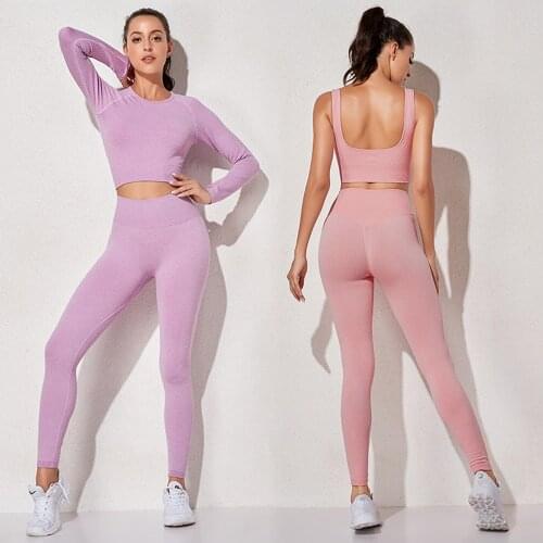7Colors 2pcs Female Yoga Set Seamless High Waist Flexible Tracksuit Leggings Workout Clothes for Women Sports Gym Fitness Suit