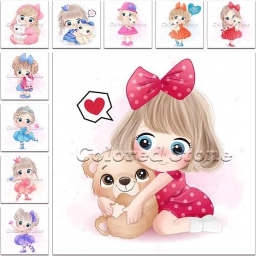 New Diamond painting Cartoon Girl child fairy balloon 5D DIY Full Square Drill embroidery Cross stitch Round mosaic Drawing 181