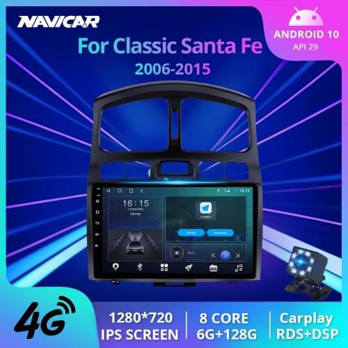 6G+128G 2DIN Android 10.0 Car Radio For Hyundai Classic Santa Fe 2006-2015 Car Multimedia Video Player Navigation GPS 2 Din Dvd