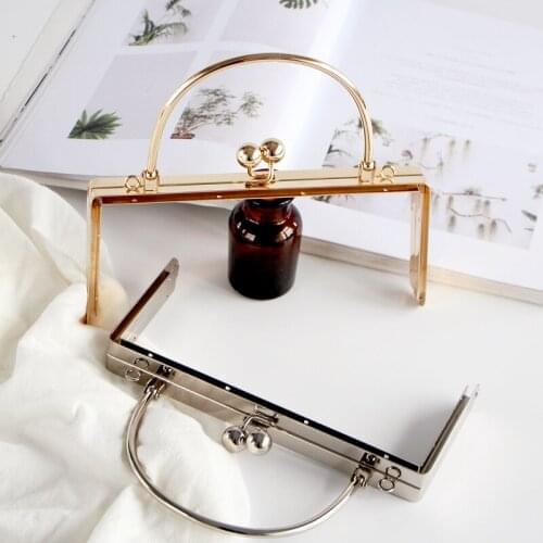 Basic Metal Purse Frame Kiss Clasp Lock DIY Bag Accessories Square Glossy Silver 1 Piece Cord Lock Cn(origin) Plating 20.5cm