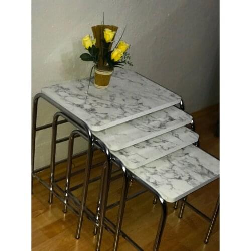 White Marble Pattern Zigon Coffee Table 4'lü