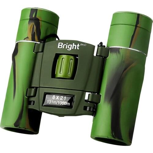 8×21 Compact HD Zoom Binoculars Long Distance High Definition BAK4 Prism Binocular Telescope with Diopter Ring for Bird Watching