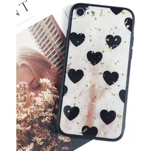 Black Love Heart Glitter Sequins For iPhone 11 Pro Max XR X XS Max 7 8 Plus SE 2020 Case Soft Cover Fundas For iPhone 6 6S Coque