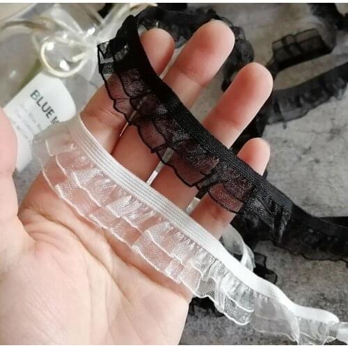 10 Meters/lot 20MM Width Double Layer Elastic Lace Trimming Off White Lace Trim Stretchy DIY Dress Headwear Lace Ribbon Hot Sale