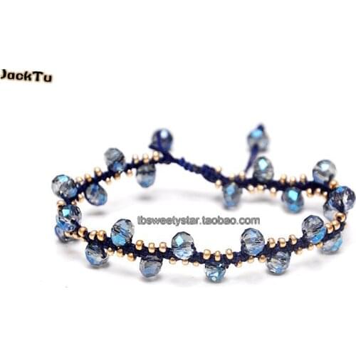 Purple Seed Beads Mix Crystal Friendship Bracelet For Woman Woven Wrap Bracelets