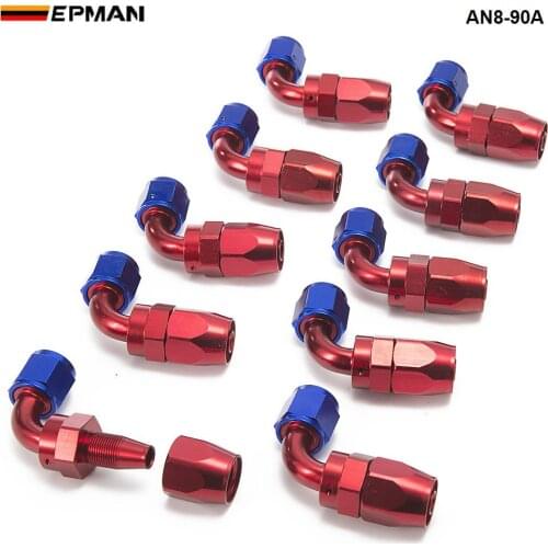 10pcs /set 90Degree High Performance AN8 Hose End Fitting Aluminum Oil cooler hose fitting AN8-90A