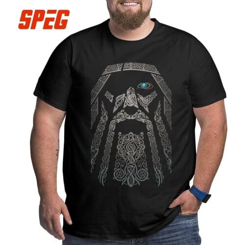 SPEG T Shirt Vikings Odin Men 100% Cotton Tees Short Sleeve Tops Father Gift O Neck Retro Adult T-Shirt O Neck Plus Size 5XL 6XL