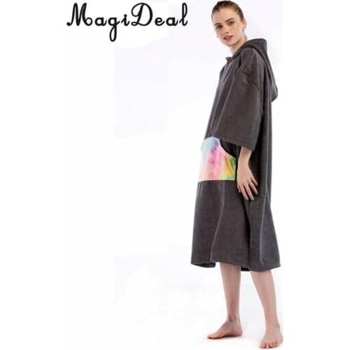 Surf Swim Changing Robe Bath Towel Outdoor Adult Water Absorbent Hooded Beach Poncho Towel Women Man Bathrobe Quick Dry Cover Up