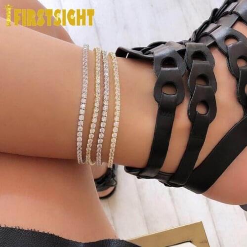 Iced Out Bling 3MM Tennis Chain Cubic Zirconia Anklet Hip Hop Fashion Jewelry 5A CZ Charm 21+5CM Anklets For Women Gift