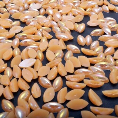 Orange AB Color Horse Eye Shape Flatback Half Pearl Bead Loose DIY ABS Plastic Imitation Half Pearl Nail Arts Decoration Craft