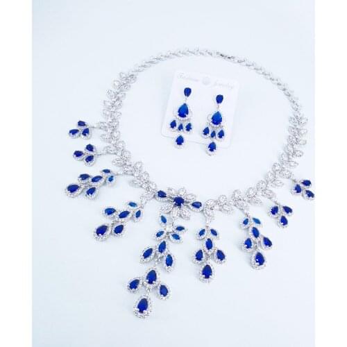 2021 New fashion Luxury green leaves CZ zircon necklace earring wedding bride banquet dressing dinner jewelry set,free shipping