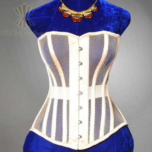 Annzley Corset! Gold Sport Mesh Summer Corset Top Costume
