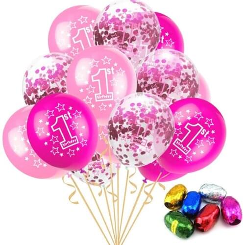 1 Year Old Boy Girl Latex Balloons Confetti Baloon My 1st Birthday Party Decoration Kids Happy Birthday Balloon Baby Shower Ball