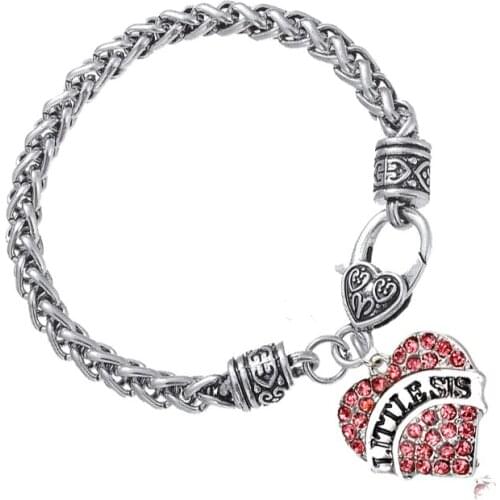 Little Sis Sister Bracelet Pink 3 Colors Metal Knit Cute Family Party Children Girl Wristbands Statement Jewelry Bangle