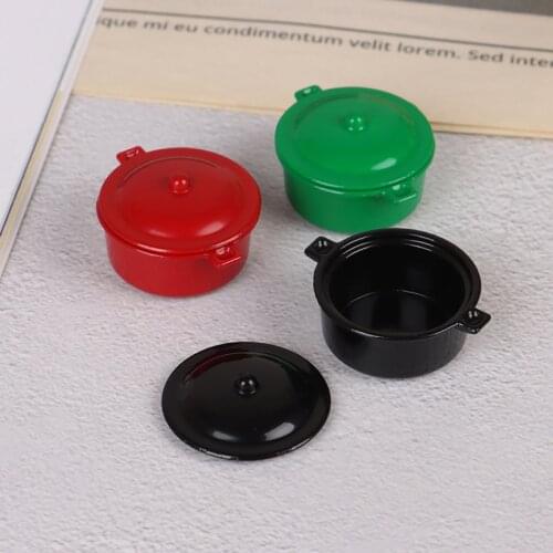 1pc Mini Pot Boiler Pan with Lid Kettle Doll house Accessories Dollhouse Miniature Kitchen Utensil Cooking Ware Play Kitchen Toy