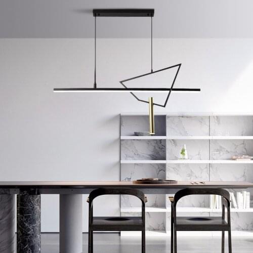Nordic Minimalist LED Pendant Lights Simple Creative Geometric Personality Living Room Dining Room Bedroom Black Pendant Lamp
