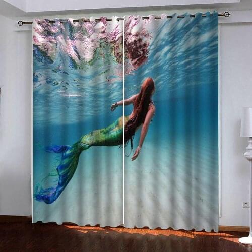 Fashion beauty undersea photos curtains custom 3D Curtain for living room bedroom Curtains Blackout Window Curtain decor