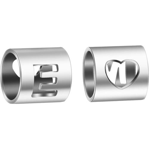 MYLONGINGCHARM A-Z letter Beads 6x6mm hole size 5mm gold Stainless Steel Alphabet Beads for Bracelet Jewelry making beads