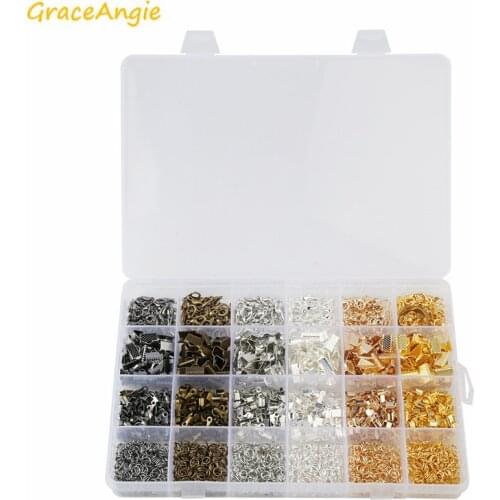 GraceAngie DIY Jewelry Finding Supplies Set Jump Ring Lobster Clasps Cord End Tip Cap Mixed Sale Handmade Kit Box For Free