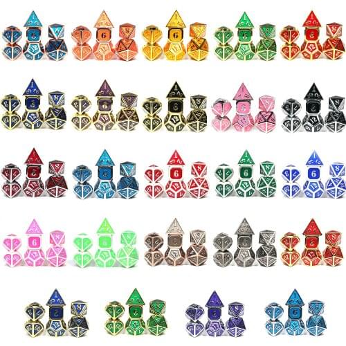 Metal Dice Set 26 Colors Mini Size D4-D20 for Board Games Dragon Rpg Dados Jogos Dnd with Bag As Christmas Birthday Gift