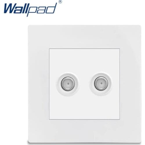 Wallpad 2 Satellite Socket Dual SAT Luxury White PC Panel Wall Week Electricity Outlet Sockets