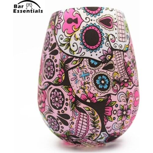 Unbreakable Silicone Wine Glasses BPA-Free Portable Printed Outdoor Wine Cups for Travel Picnic Pool Boat Camping