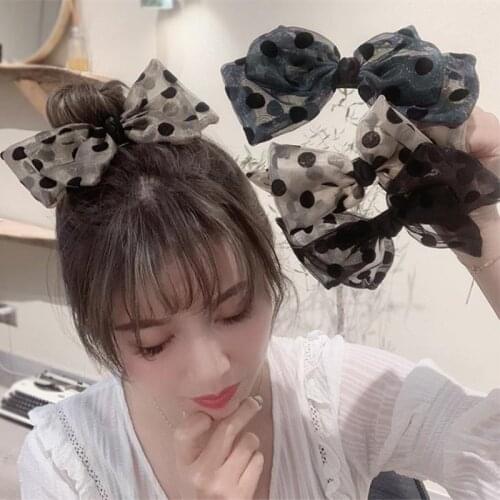 New Korean Ins Large Net Yarn Bow Hair Rope Net Red Sweet Head Rope Female Simple Temperament Hair Ring Headdress