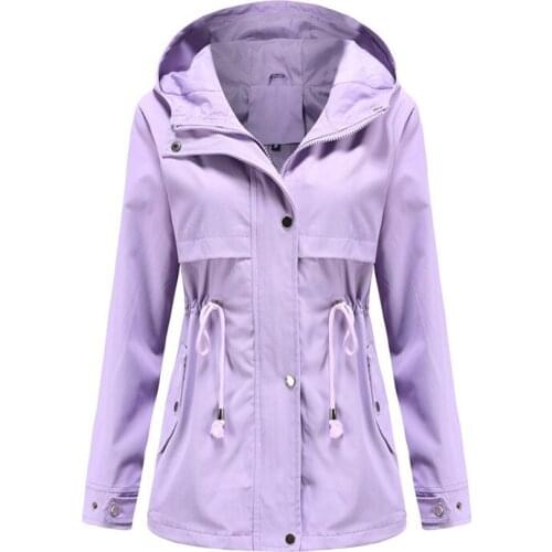 2021 Autumn Design New Women Fashion Long Sleeve Hooded Trench Coat Zipper Button Bandage Windbreaker Outwear Overcoat