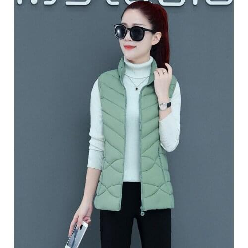 Down Cotton Vest Women Stand-Up Collar Short Lightweight Waistcoat 2021 New Fashion Slim Outer Wear Womens Sleeveless Jacket