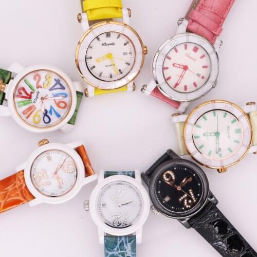 SALE!!! Discount Bagaly High-tech Ceramic Old Types Mens Womens Watch Japan Mov't Fashion Hours Real Leather Girl Gift No Box