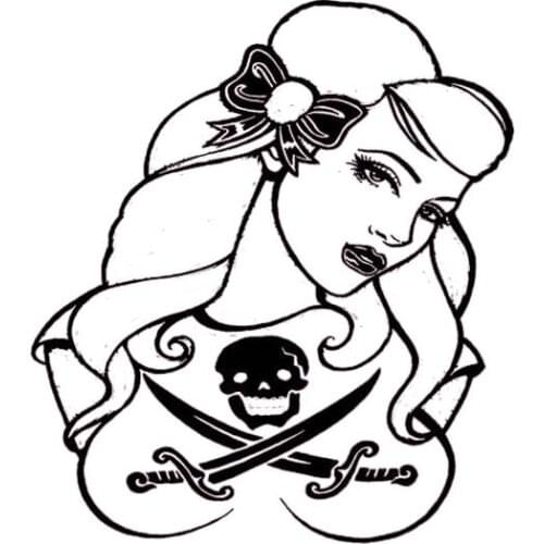 12*13.4CM Bold Brave Sexy Pirate Girl Cool Style Black/Silver Vinyl Decal Car Sticker Fashion Silhoutte Design C20-1019