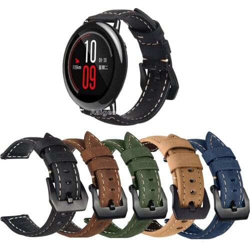 22mm Genuine Leather Watch Band Strap for Huami Amazfit Pace Smart Watch Fashion Wrist band for Stratos 2 2S 3 GTR2
