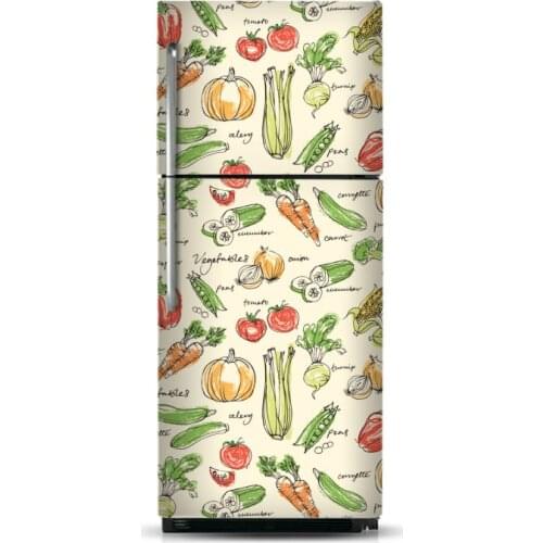 Wholesale 3D Cartoon Vegetables SelfAdhesive Dishwasher Refrigerator Freeze Sticker Kids Art Fridge Door Cover Wallpaper