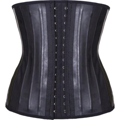 Sports Shinning Latex Waist Trainer Body Shaper 25 Steel Boned Black Slimming Belt Cincher Gaine Corset Underwear Corselet