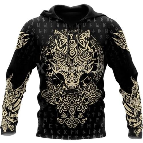 Animal Viking Wolf Fenrir Trippy 3D Print Size XS-7XL Hoodie Man Women Harajuku Outwear Zipper Pullover Sweatshirt Casual Unisex