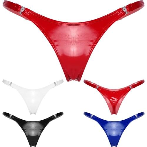 Women Smooth Surface Low Waist Mirror Emulsion Ammonia Briefs Panties Solid Color Soft Heart Shape Buckle Underwear