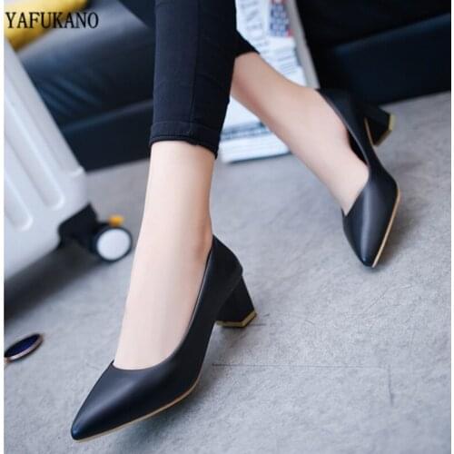 Square Heel High Heels Fashion Women Pumps Pointed Toe Work Shoes Wild Comfortable Spring Footwear Woman Shoes 5 Cm