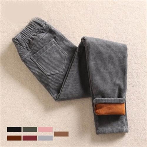 Autumn and winter new Korean fashion plus velvet padded casual corduroy pants large waist loose velvet harem pants Spring models