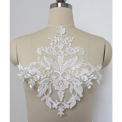Beaded sequins Lace patch Chest paste Diy wedding Headdress Skirt edge High-grade lace flowers RS1592