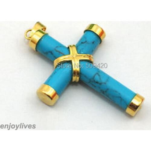 W&O655 >>Turquoise new Cross Pendant & Necklace